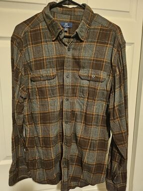 George Brown and Gray Plaid Flannel Shirt